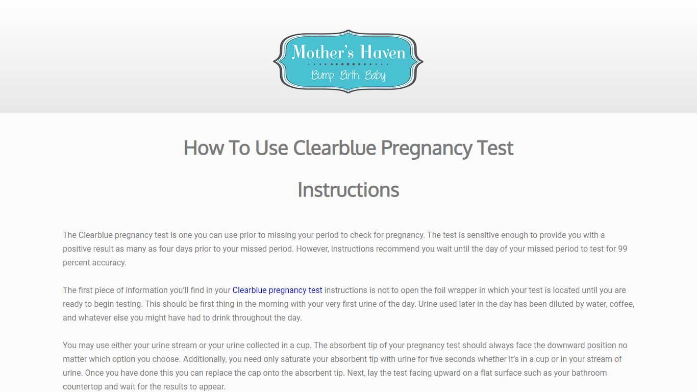 Clearblue pregnancy test instructions - Mothers Haven